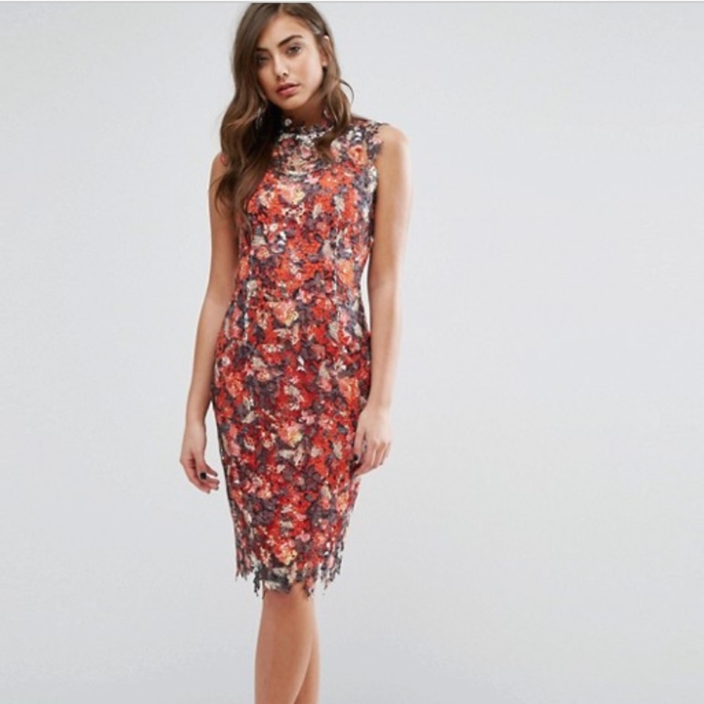 Paper Dolls High Neck Lace Midi Dress (ASOS)